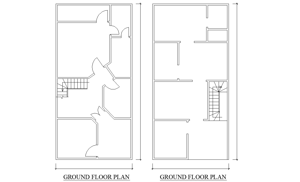 19'6" X40' two Different types of single BHK House plan AutoCAD DWG file.