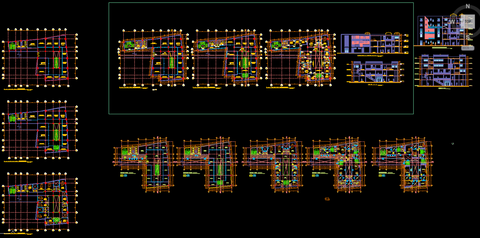 Modern Business Center Building Design Layout in CAD Drawing File