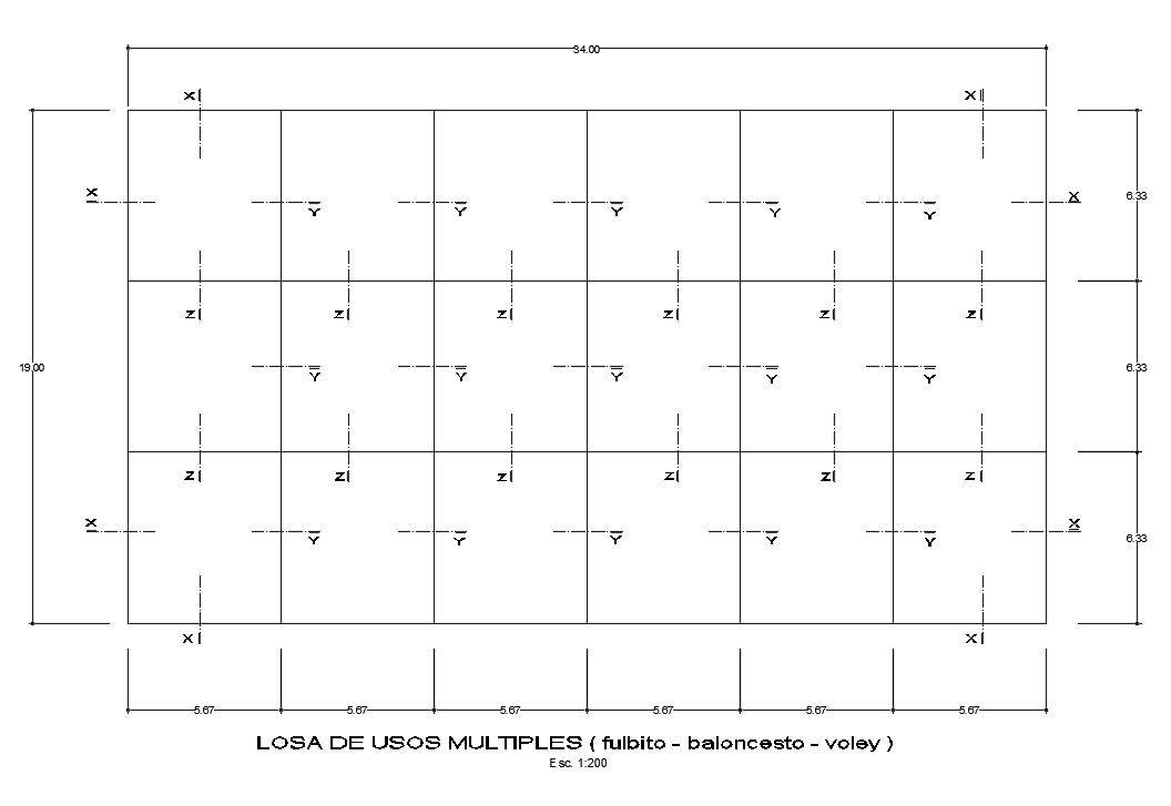 19X34 Meter Slab Working Plan Free CAD Drawing Download DWG File