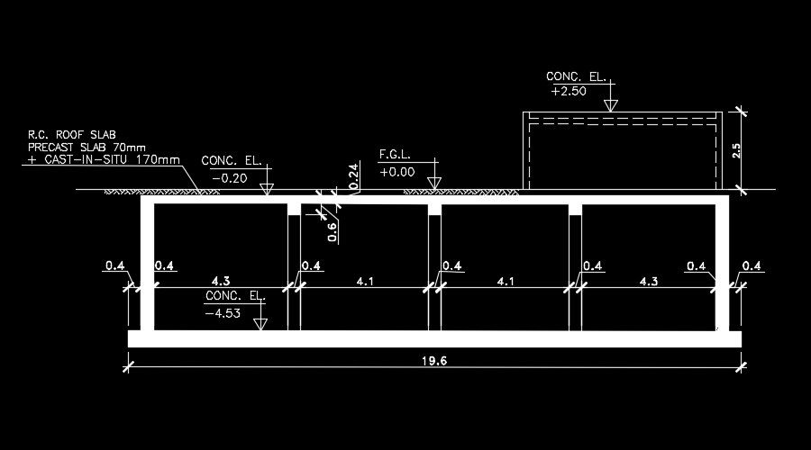 19m length of the industrial building roof slab drawing download now