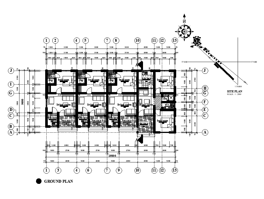 19x10m house plan is given in this Autocad drawing file. Download now.