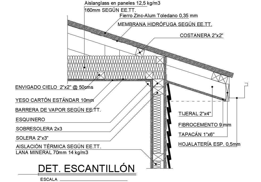 19x10m house plan of roof connection details are given in this Autocad drawing model. Download now.