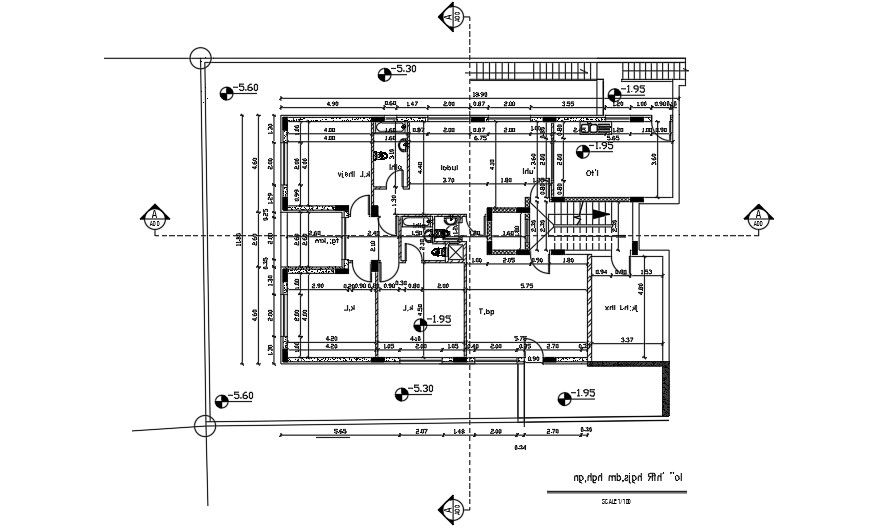19x12 Meter 3 BHK Apartment Centerline Plan AutoCAD File