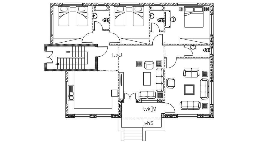 19x12 Meter Apartment Furniture Layout Plan AutoCAD File