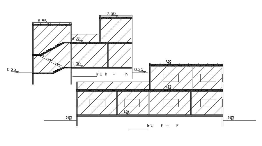 19x13m house building section view drawing