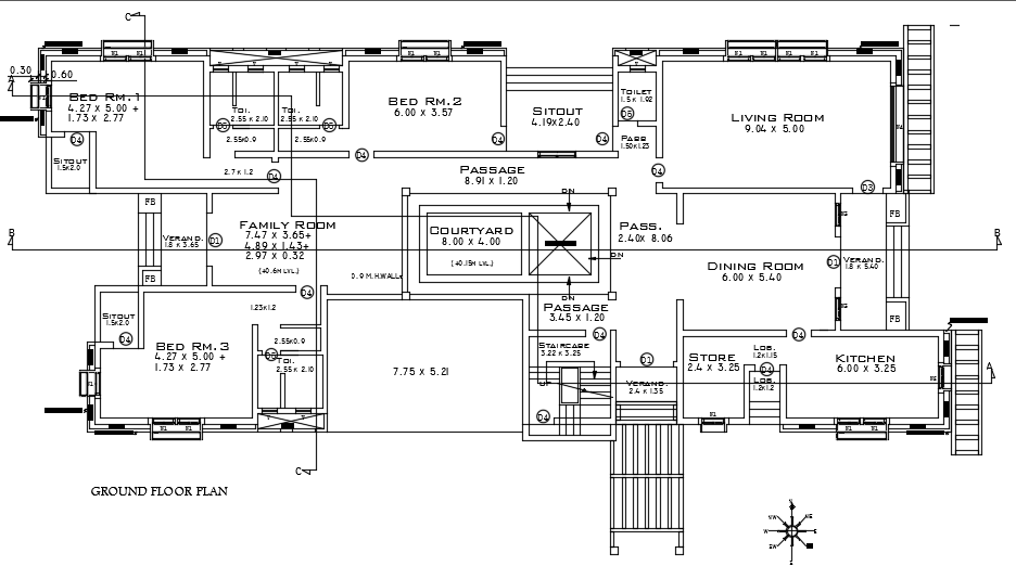 19x15m ground floor house design is given in this file