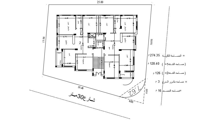 19x16 Meter 3 BHK Apartment Plan AutoCAD File