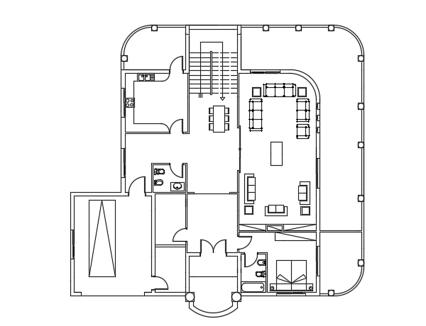 19x17m architecture ground floor house plan AutoCAD drawing