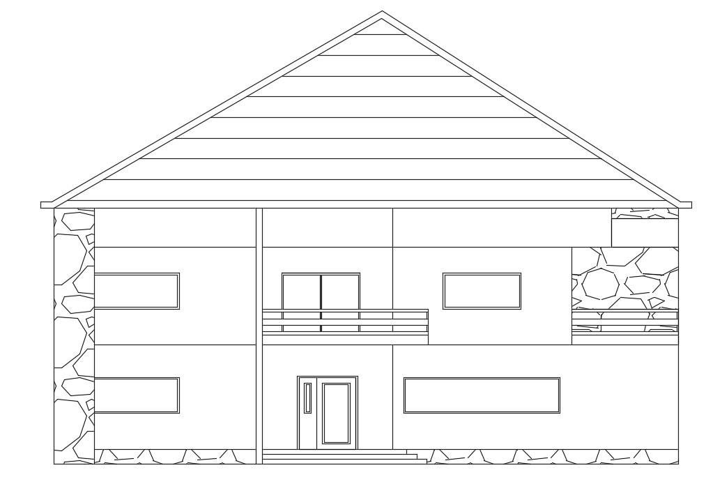 19x20m villa's first floor plan with 4bhk