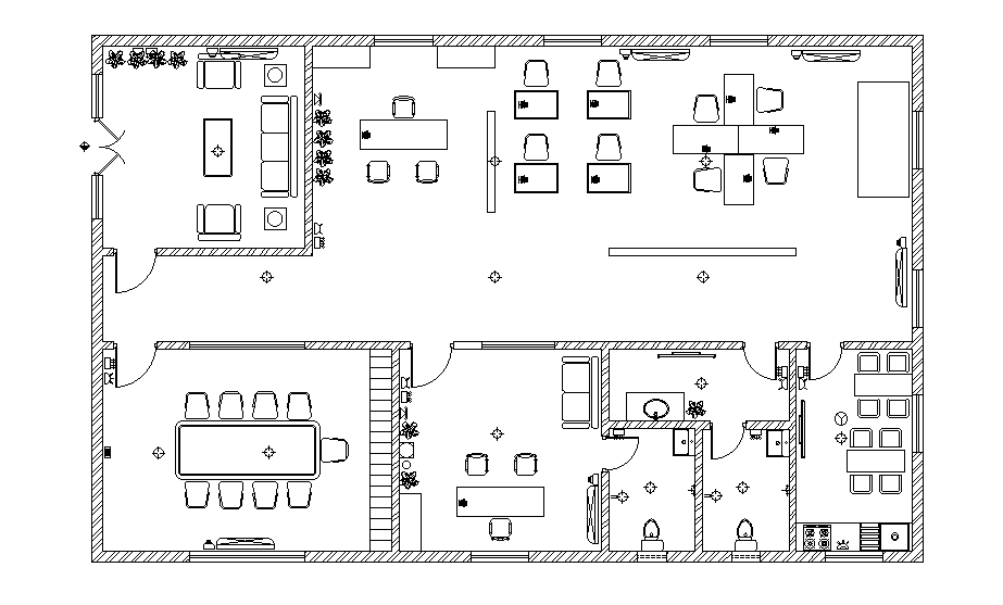 19x25m first floor office building is given in this Autocad drawing file. Download now.