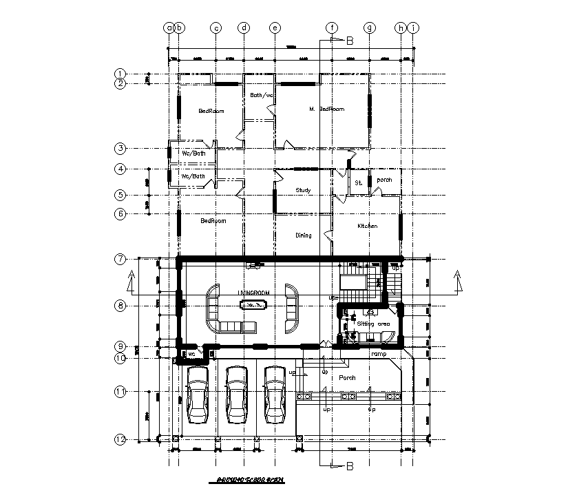 19x30m 3BHK of ground floor house plan is given in this Autocad rawign file. Download now.