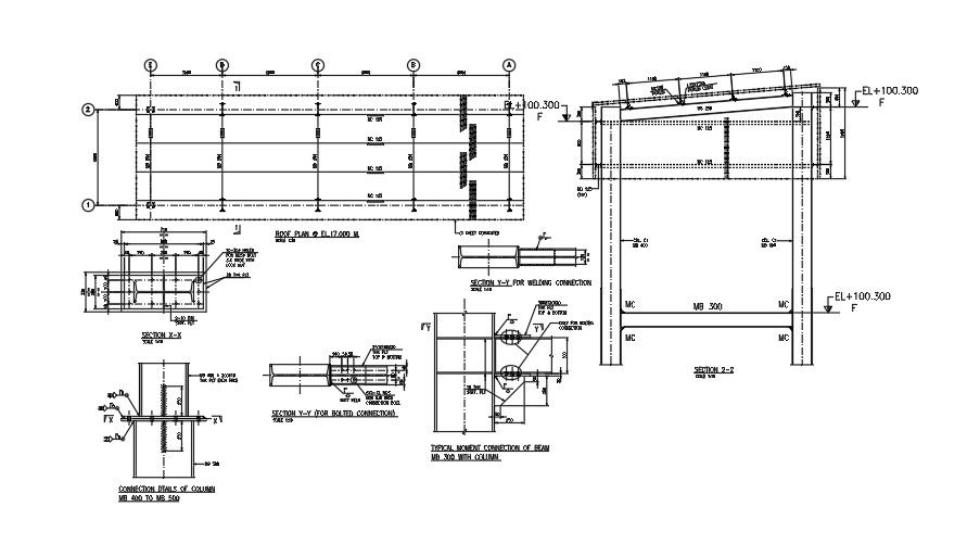 19x7m water treatment plant column connection detail drawing