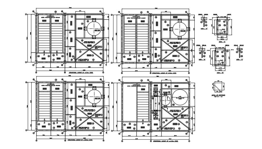 19x7m water treatment plant structural layouts