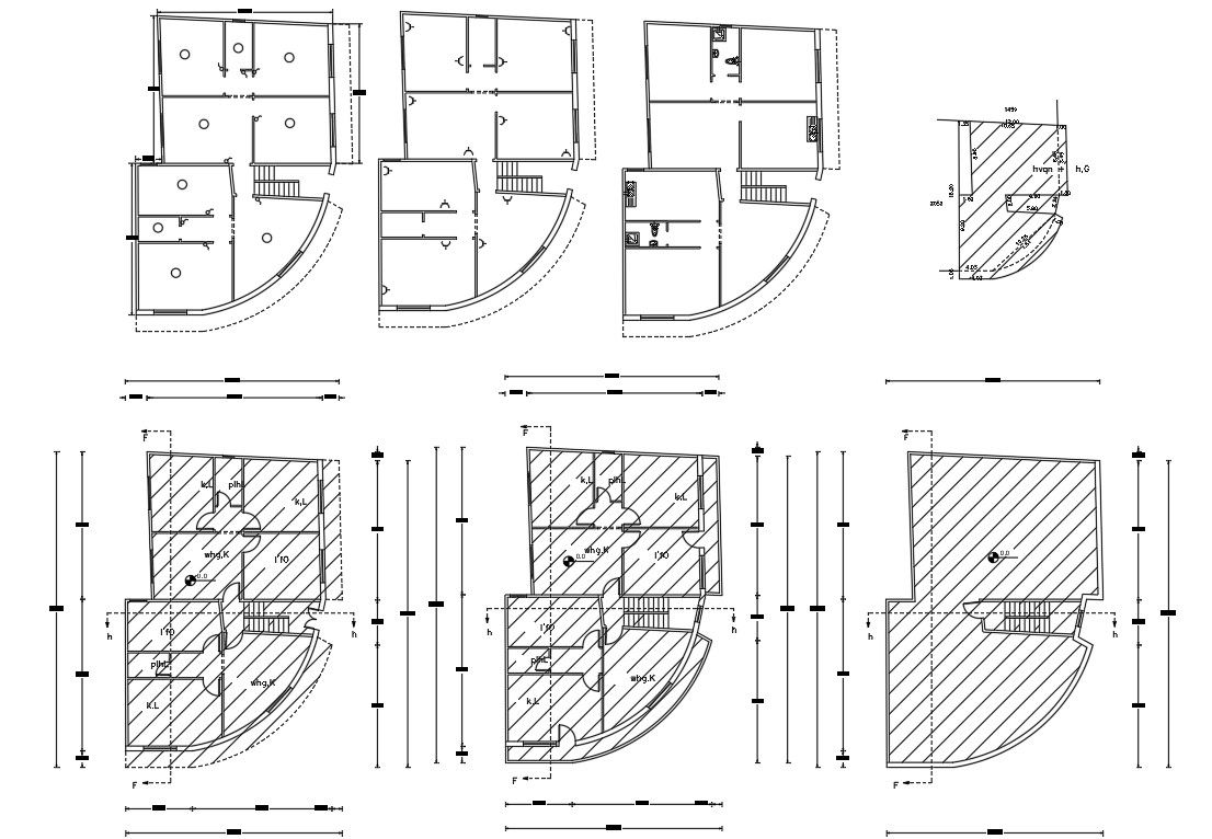 1 And 2 BHK Small Apartment Floor Plan Design DWG File