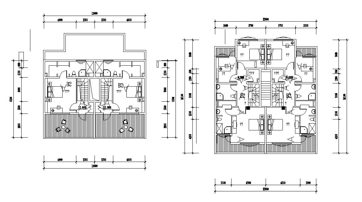 1BHK and 2BHK House CAD Plan
