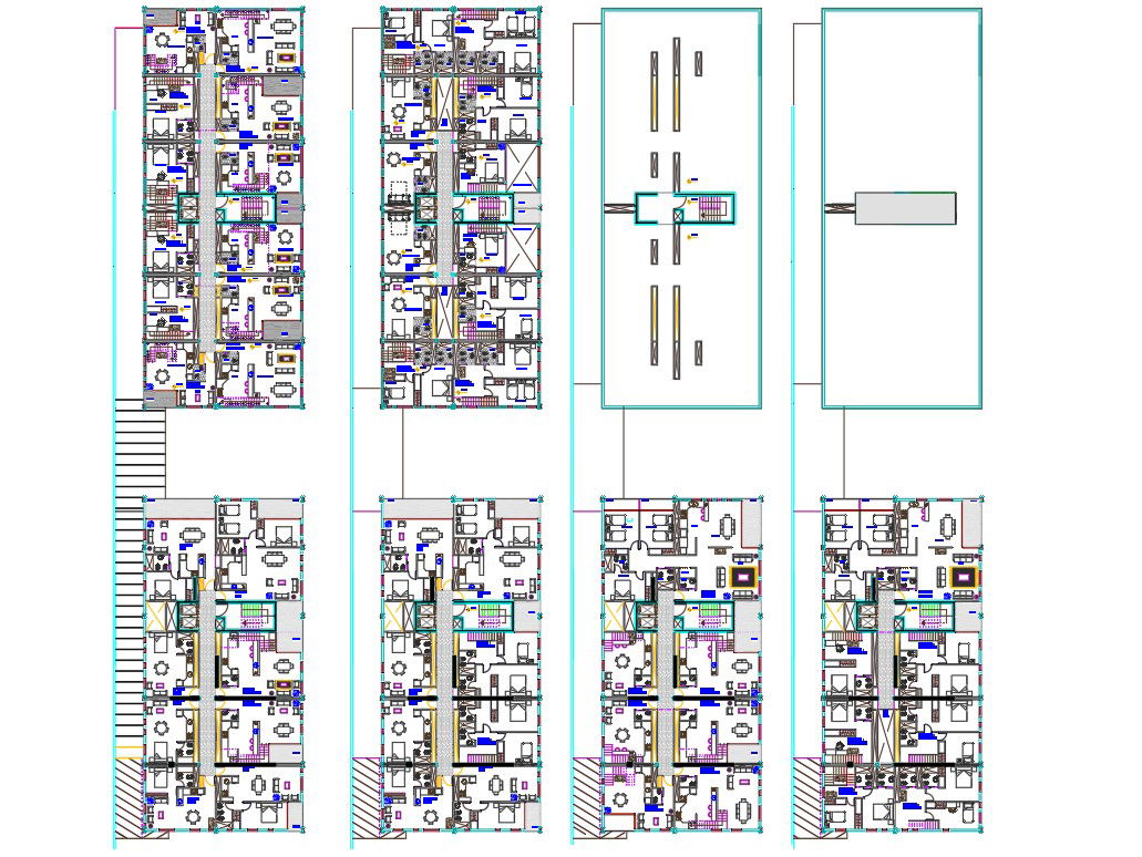 1 BHK, 2 BHK, And 3 BHK Apartment Plan AutoCAD File