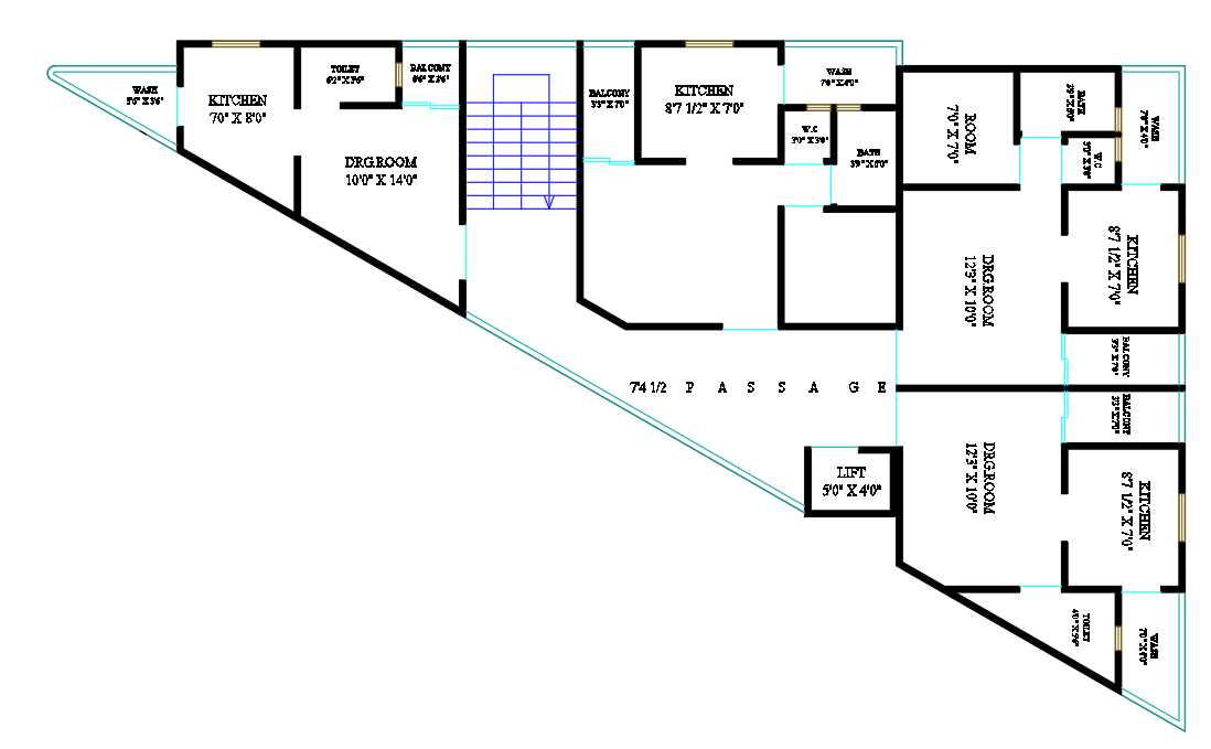 1 BHK And 1 HK Apartment Plan AutoCAD Drawing Download DWG File
