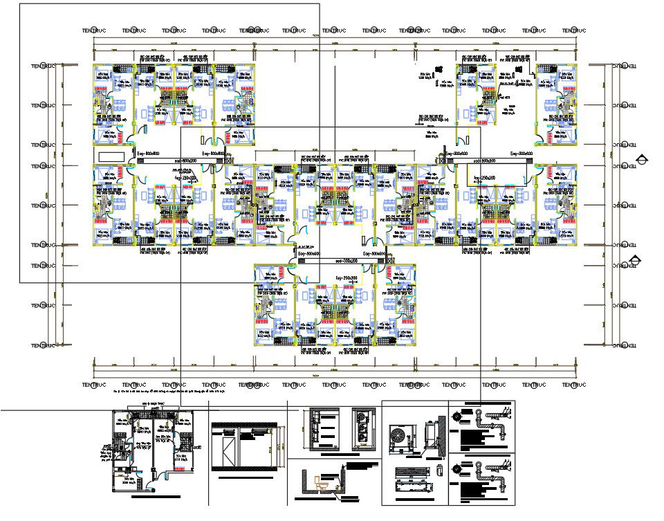 1 BHK And 2 BHK Multifamily Apartment Layout Plan Design DWG File