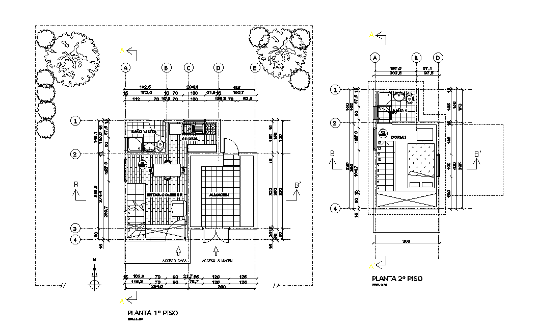 1 BHK Small House Ground Floor And First Floor Plan DWG File