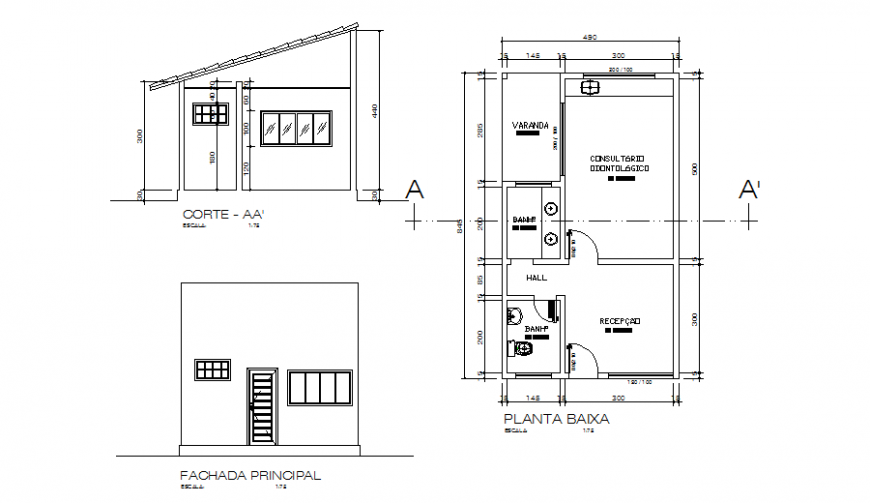 1 hall ,kitchen house working drawing in dwg file.