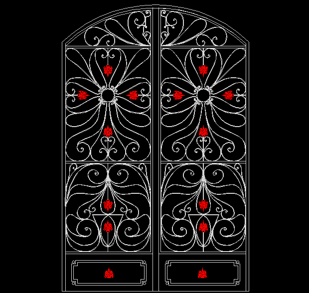 Decorative Iron Door AutoCAD DWG File with Detailed Elevation Design