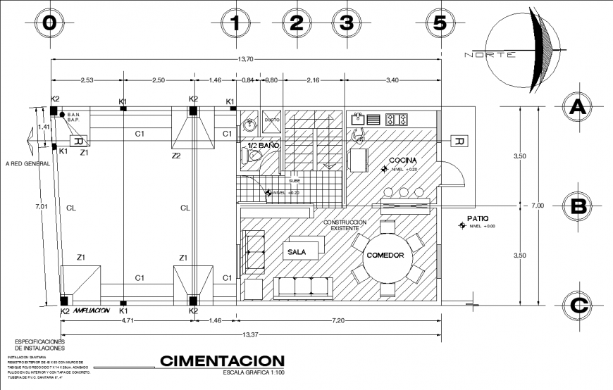 1bhk house layout plan in dwg AutoCAD file.