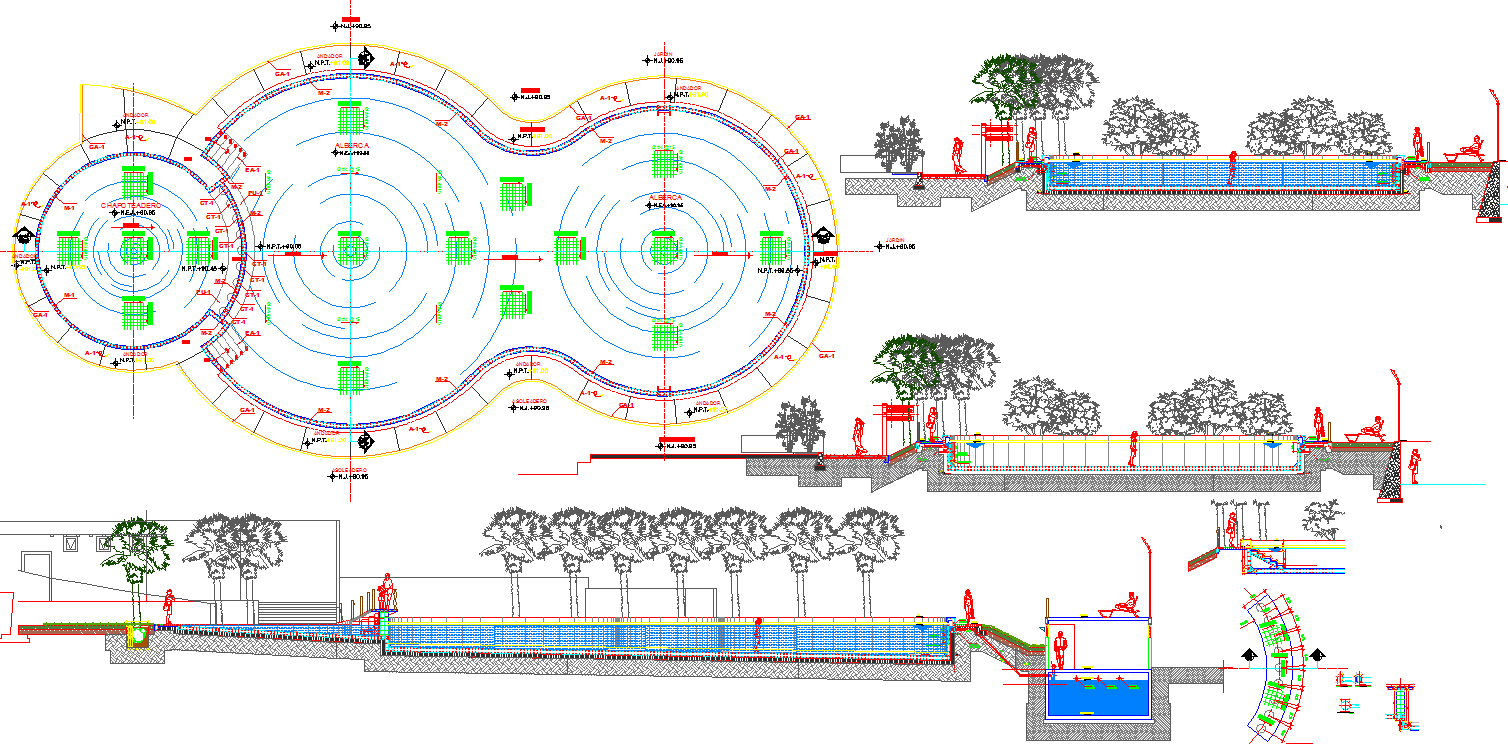 Swimming Pool AutoCAD DWG Layout with Plan Section and Detailing