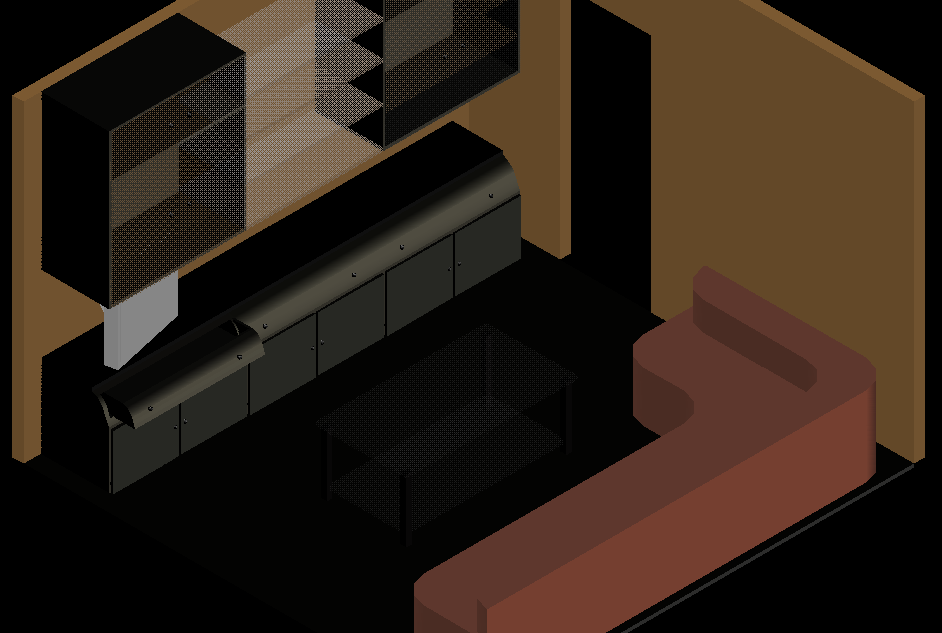 3D Living Room AutoCAD DWG File with Furniture and Interior Layout