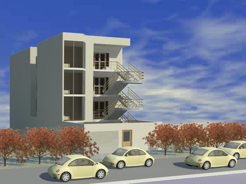 4 Storey 3D Multi Family Housing Design with 15x20m Floor Layouts