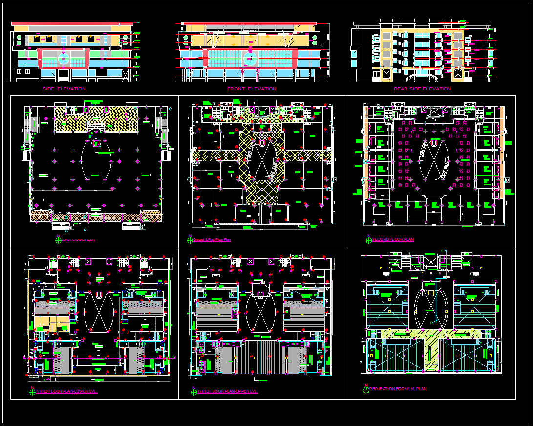 Shopping Complex CAD Drawing File with Multi Floor Plan Layout