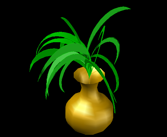 3D Plant CAD Drawing with Decorative Pot Design for Interiors