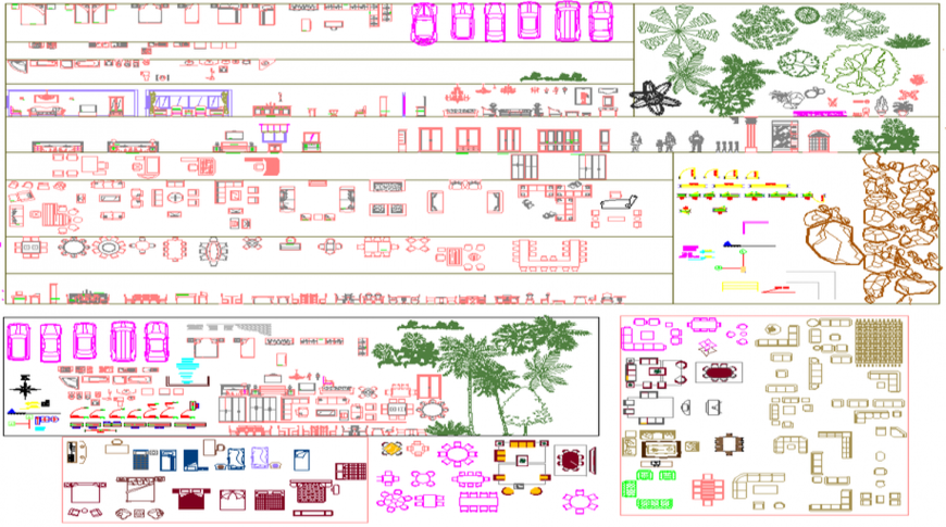 Miscellaneous AutoCAD Blocks DWG with Furniture, Door, and Tree Symbol