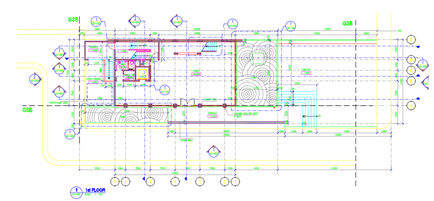 1st floor plan of the hotel layout plan in dwg AutoCAD file.