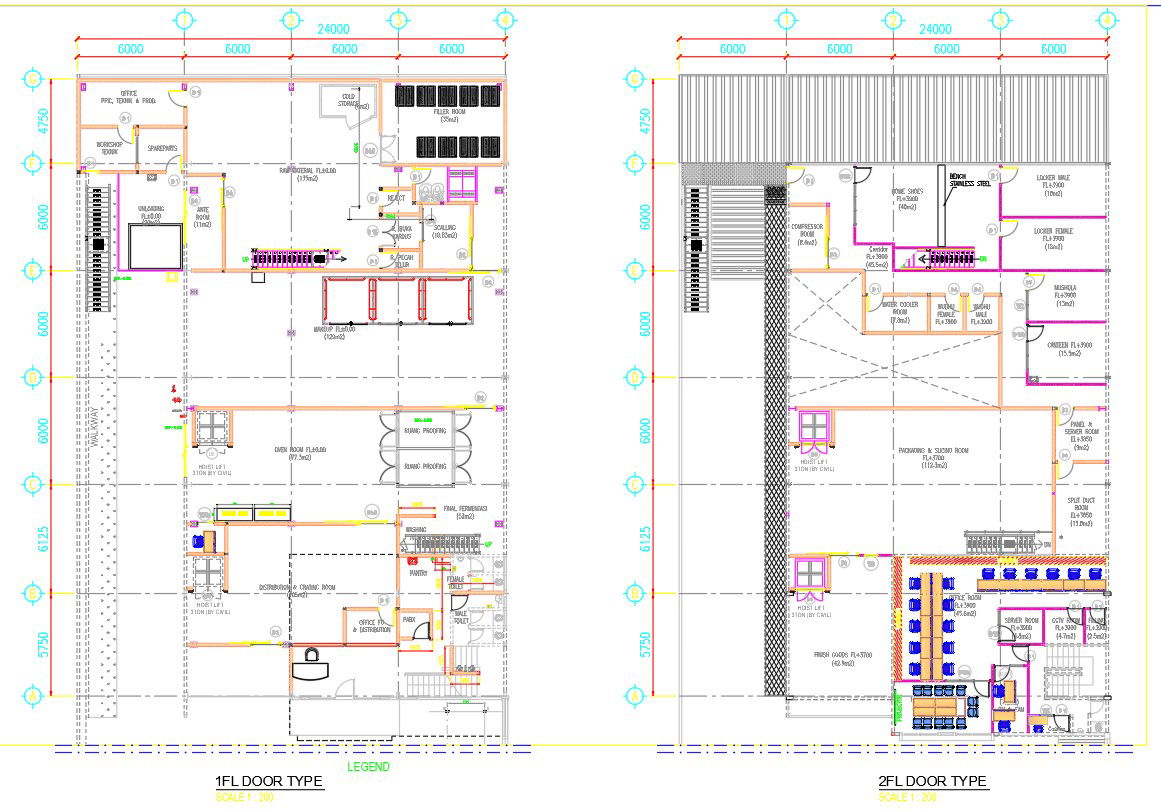 1st floor and 2nd floor door types in AutoCAD 2D drawing, dwg file, CAD file