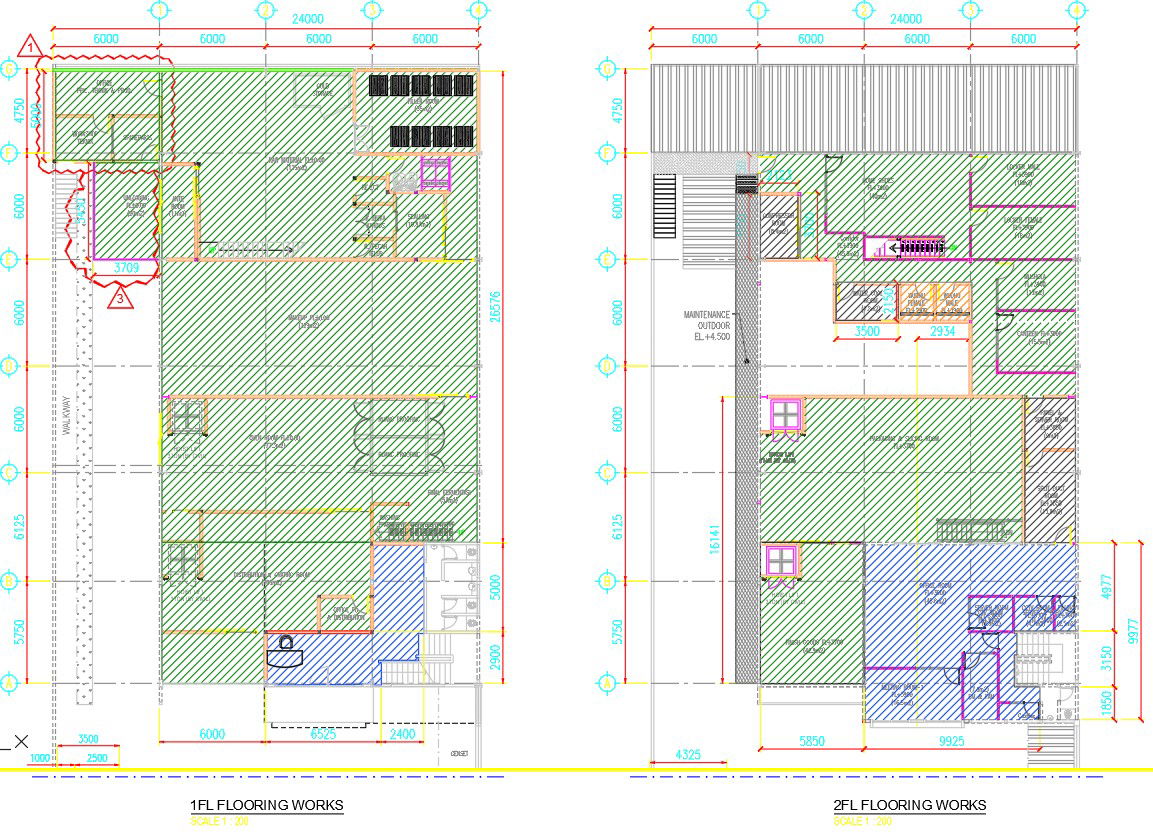 1st floor and 2nd floor flooring work in detail AutoCAD 2D drawing, dwg file, CAD file