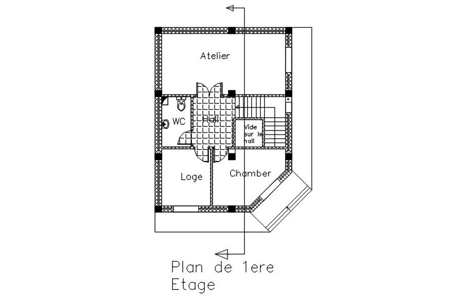 1st floor plan of warehouse in AutoCAD 2D drawing, dwg file, CAD file