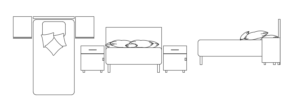 1x1.89m Bed Cot 2D Plan AutoCAD Furniture Drawing File