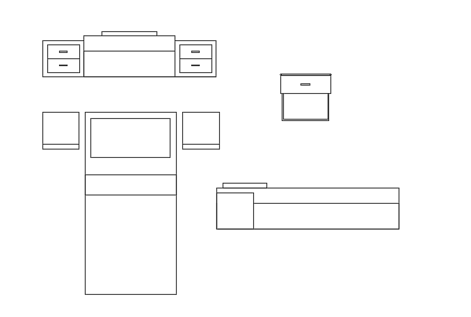 1x2m Bed Plan with Two Side Headrest AutoCAD CAD File