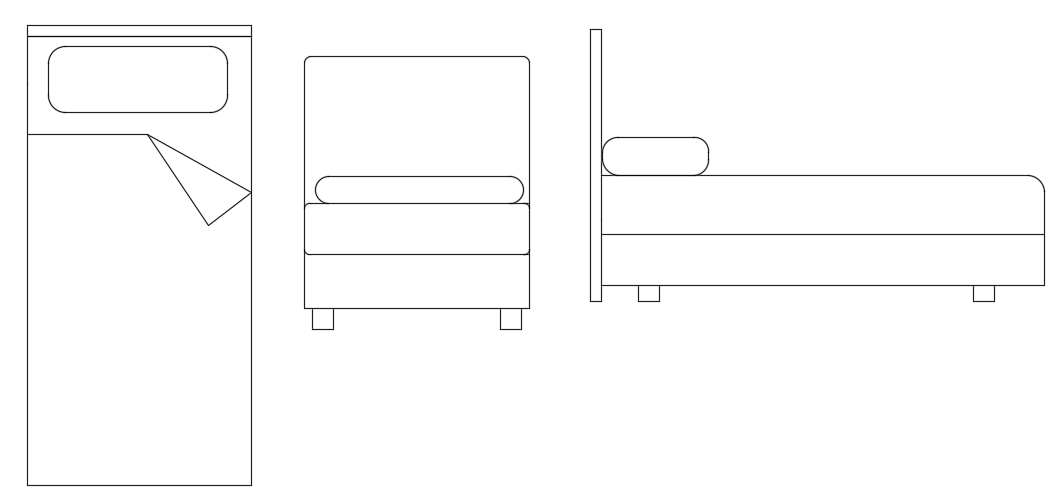 1x2 Meter Bed Cot CAD Plan for Accurate AutoCAD Layouts