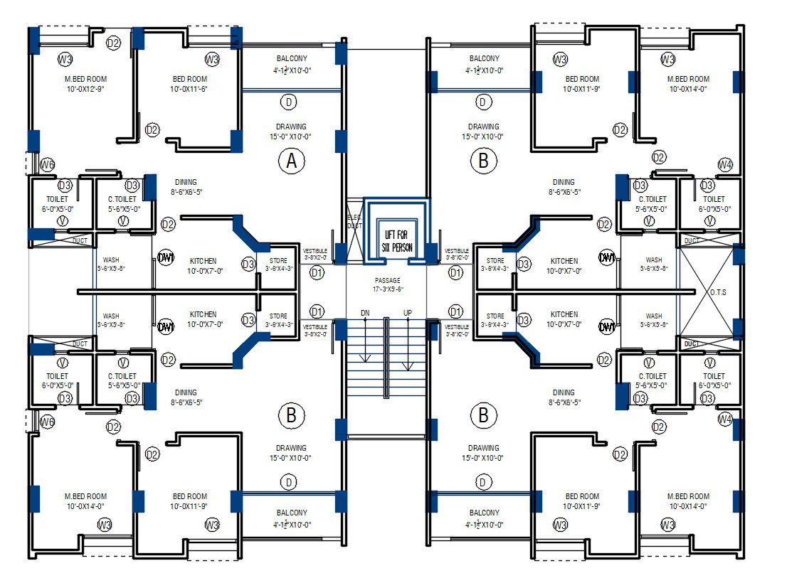 2 BHK Apartment Beam Layout Plan AutoCAD File