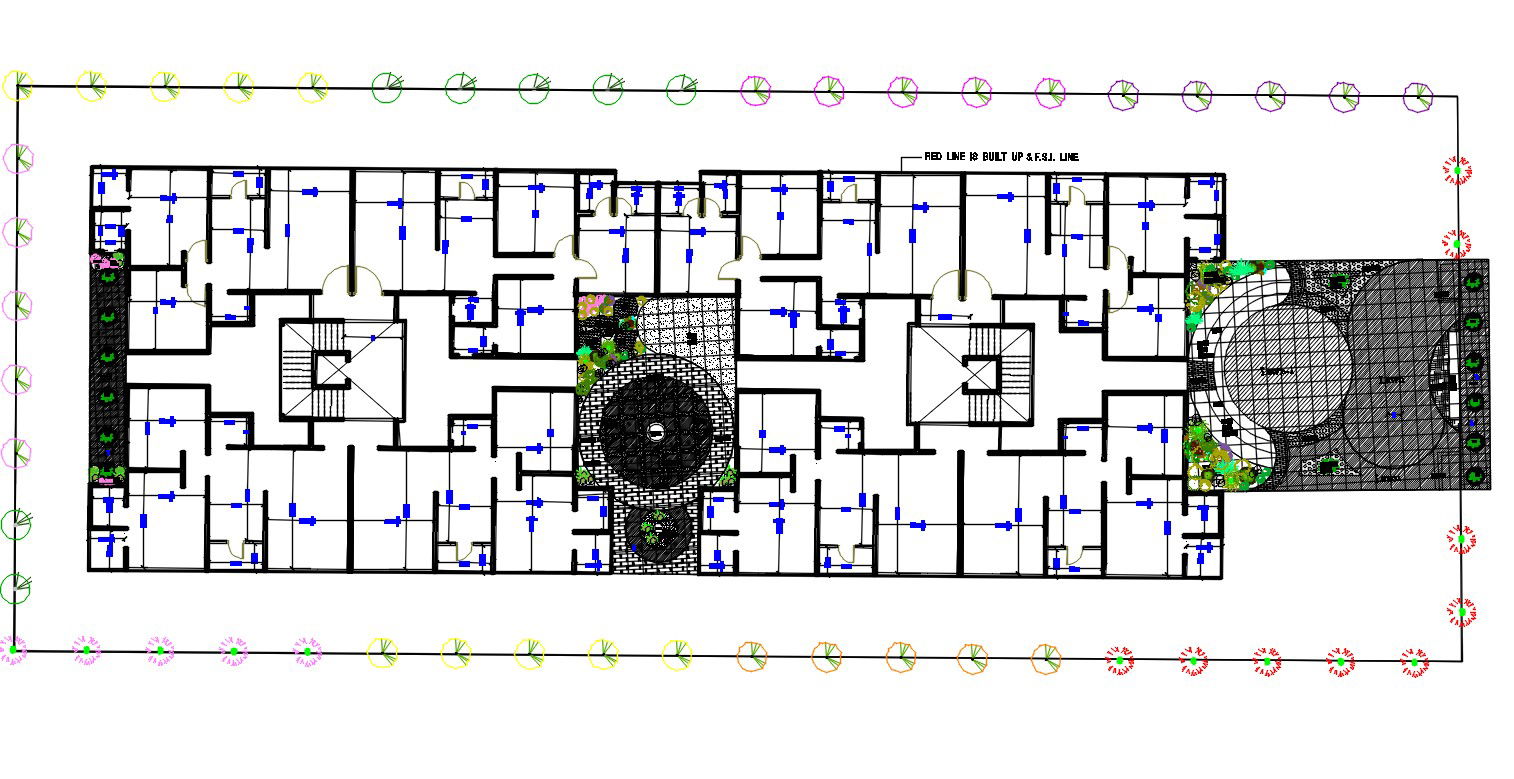 2 BHK Apartment Cluster Layout Plan AutoCAD File