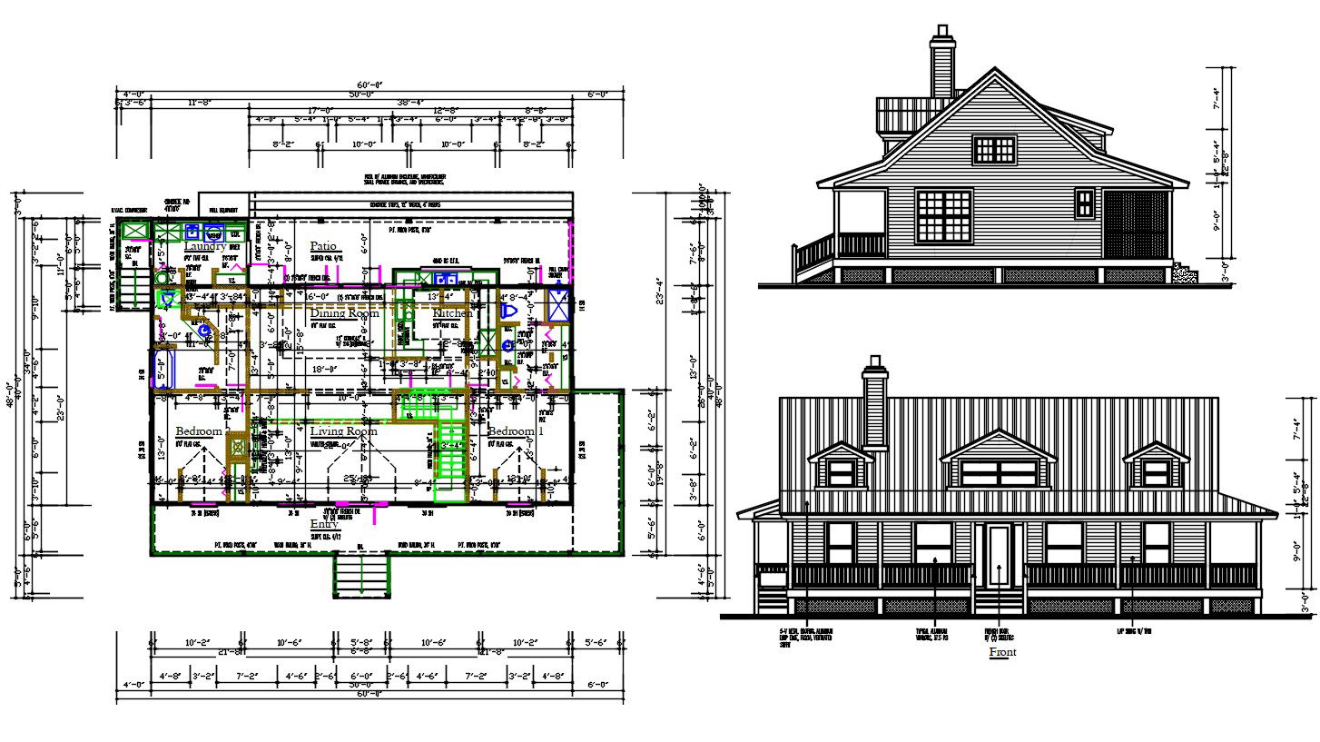 2 BHK House Architectural Plan
