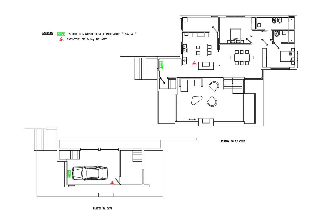 2 BHK House Furniture Layout Plan With Car Parking Garage