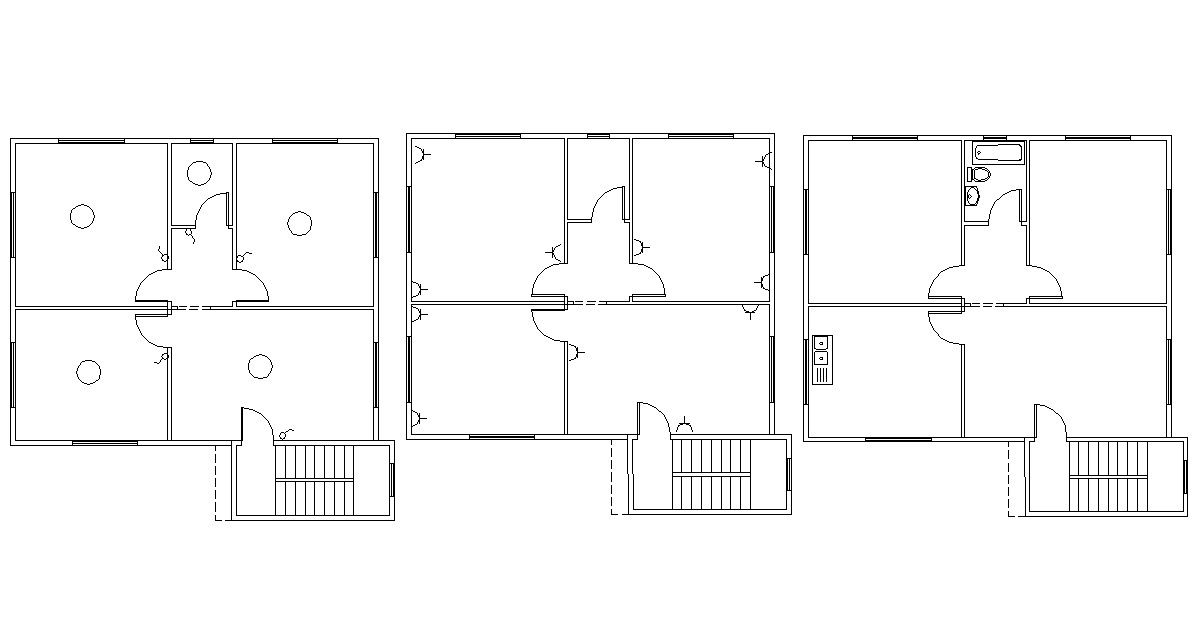 2 BHK Simple House Floor Plan Design DWG