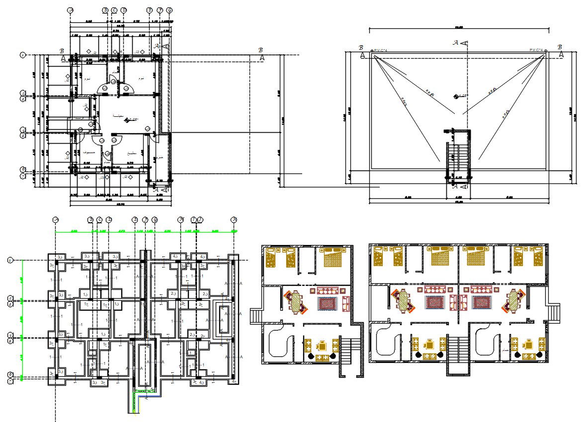2 Bedroom House Construction Plan With Dimension DWG File
