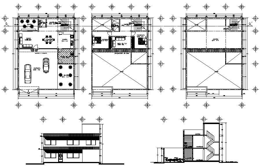 2 Bedroom Modern House plan CAD file