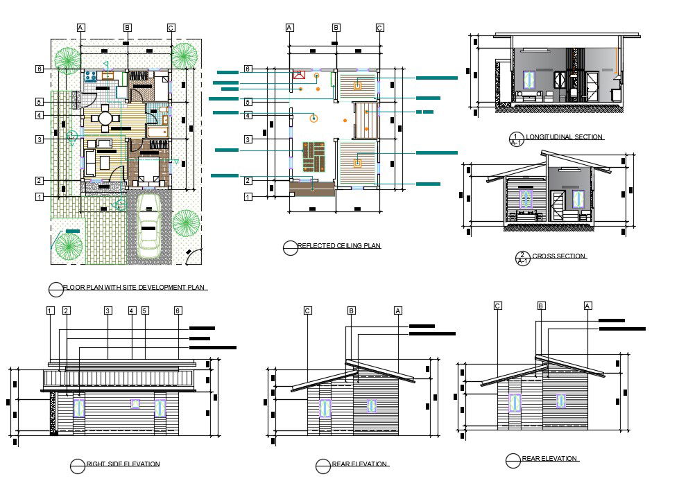 2 Bedrooms Bungalow 15M X 10M Plot Size CAD Drawing