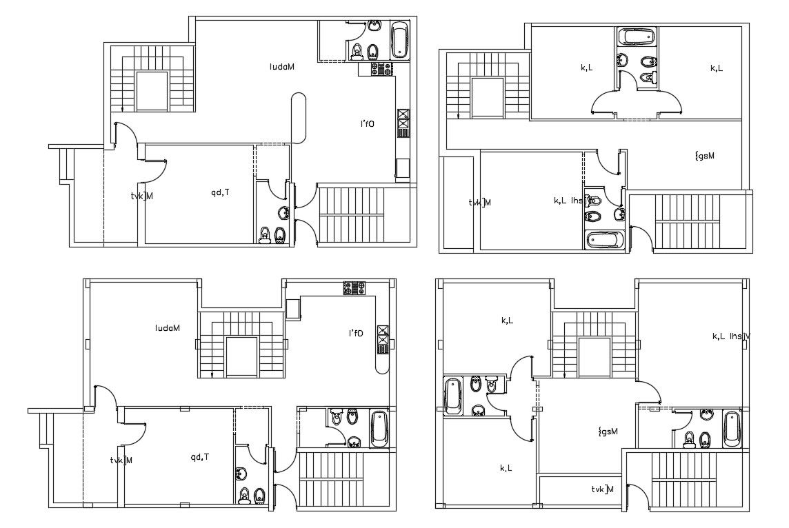 2 Different Types Of House Plan Design DWG File