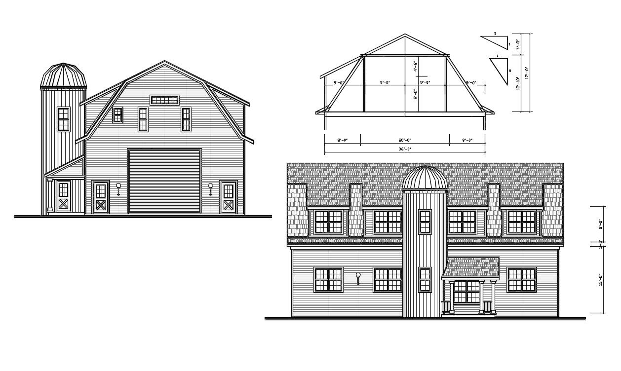 2 Storey House Elevation Design DWG File