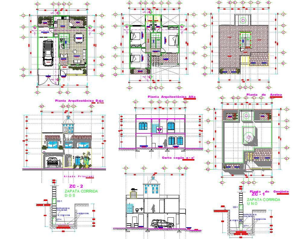 2 Story House plan dwg file